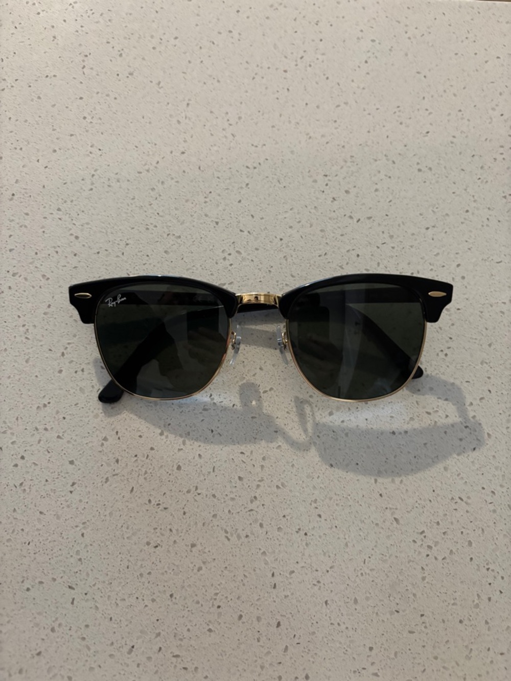 Ray-Ban Black and Gold Clubmaster-Style Sunglasses